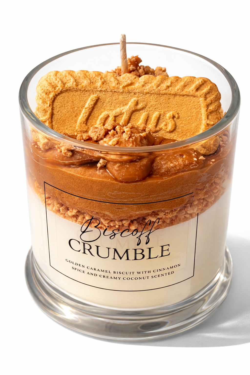 Biscoff scented handmade coconut so wax candle by Wax and Wonders Australia